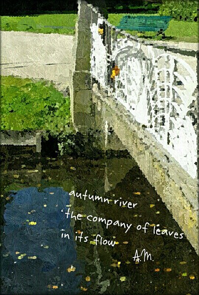 'autumn river / the company of leaves / in its flow' by Anna Maria Domberg
