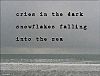 'cries in the dark / snowflakes falling / into the sea' by John Hawkhead