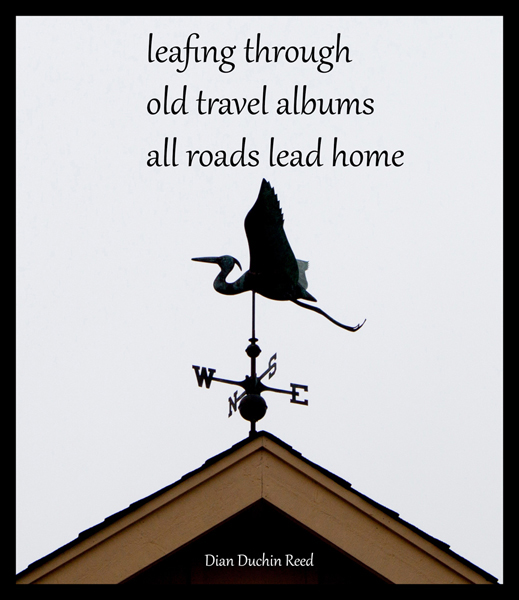'leafing through / old travel albums / all roads lead home' by Dian Duchin Reed