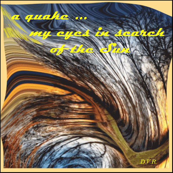 'a quake... / my eyes in search / of the sun' by Djurdja Rozic