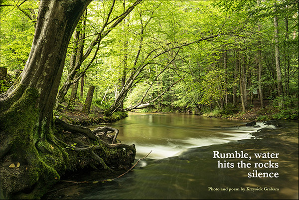'rumble, water / hits the rocks / silence" by Krzysiek Grabara