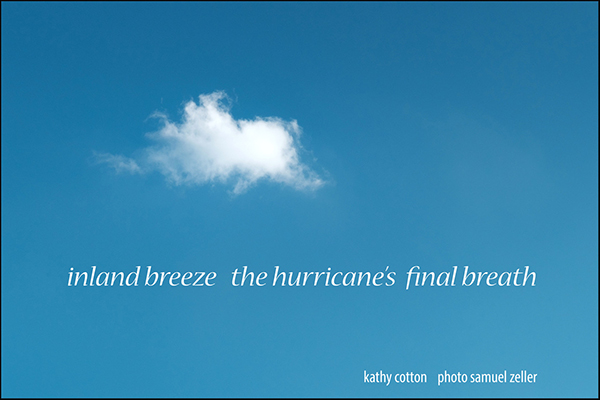 'inland breeze the hurricane's final breath' by Kathy Cotton. Art by Samuel Zeller