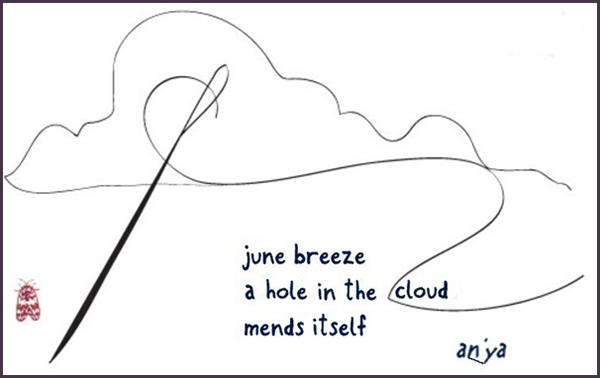'june breeze / a hole in the cloud / mends itself' by an'ya