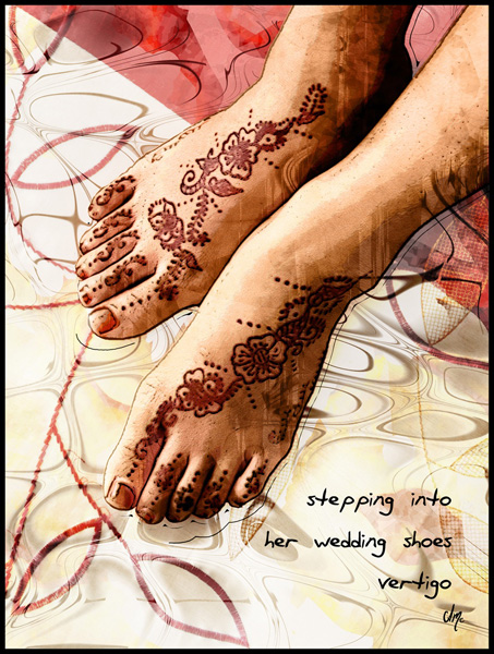 'stepping into / her wedding shoes / vertigo' by Allison Millcock