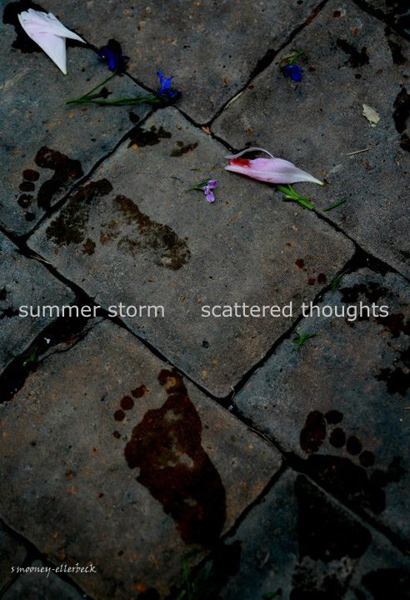 'summer storm / scattered thoughts' by Sandra Mooney-Ellerbeck. Art by Brittini Ellerbeck.