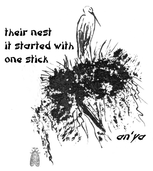 'their nest / it started with / one stick' by an'ya