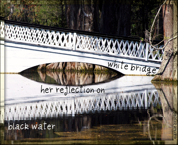 'white bridge / her reflection on / black water' by Marnie Brooks