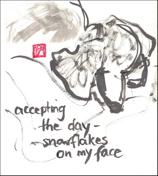 'accepting / the day / snowflakes / on my face' by Beth McFarland