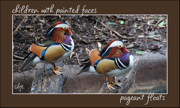 'children with painted faces / pageant floats' by Allison Millcock