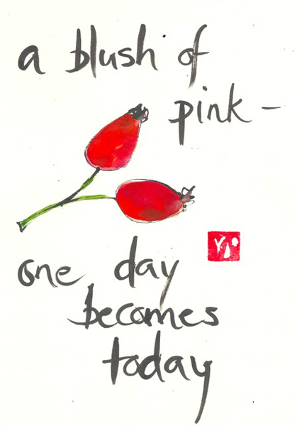 'a blush of pink— / one day becomes /  today' by Beth McFarland