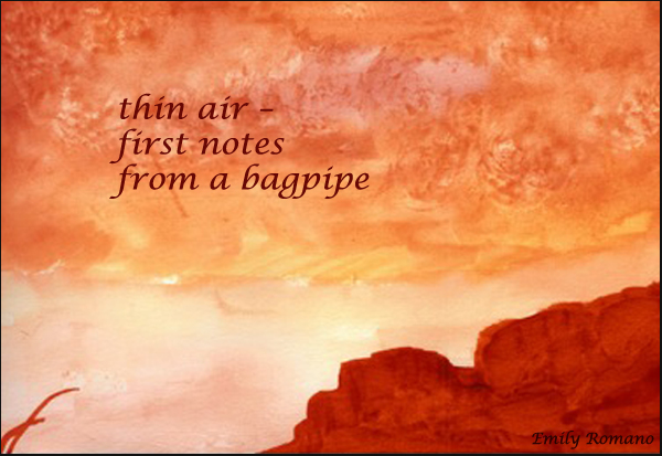 'thin air / first notes/ from a bagpipe' by Emily Romano