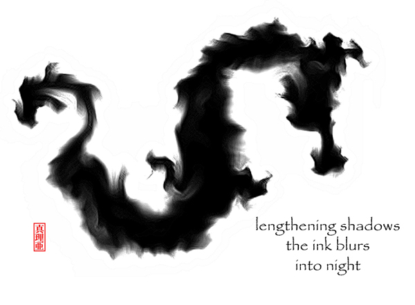 lengthening shadows / the ink blurs / into night' by Maria Tomczak