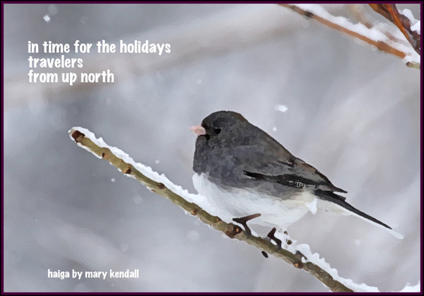 'in time for the holidays / travelers / from up north" by Mary Kendall