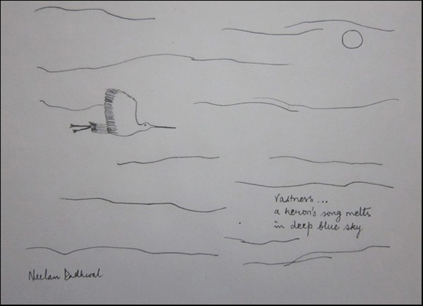 'vastness... / a heron's song melts / in deep blue sky' by Neelam Dadhwal