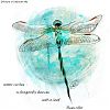 "water circles� / a dragonfly dances / with a leaf' by Elisa Allo. Art by Deborah Allo.