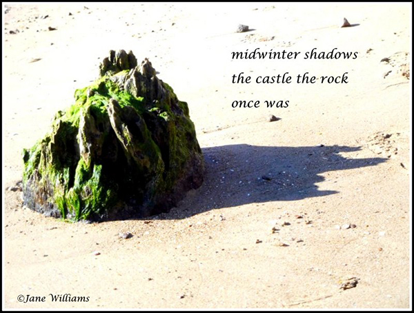 'midwinter shadows / the castle the rock / once was' by Jane Williams