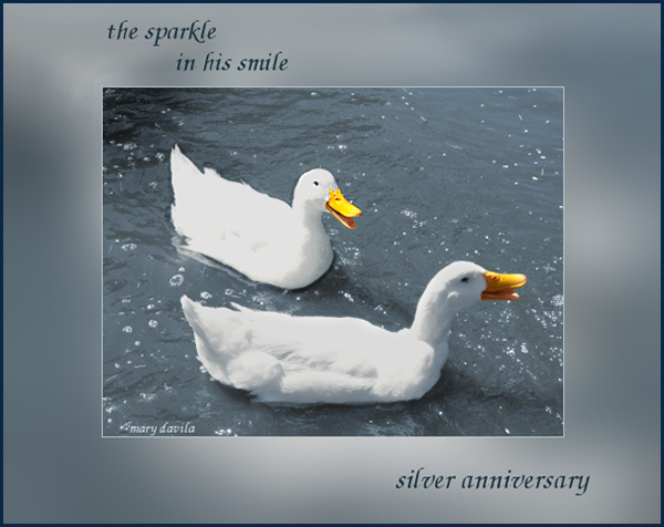 'the sparkle  / in his smile / silver anniversary' by Mary Davila