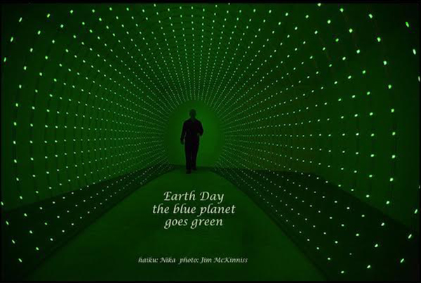 'Earth Day / the blue planet / goes green' by Nika. Art by Jim McKinnis