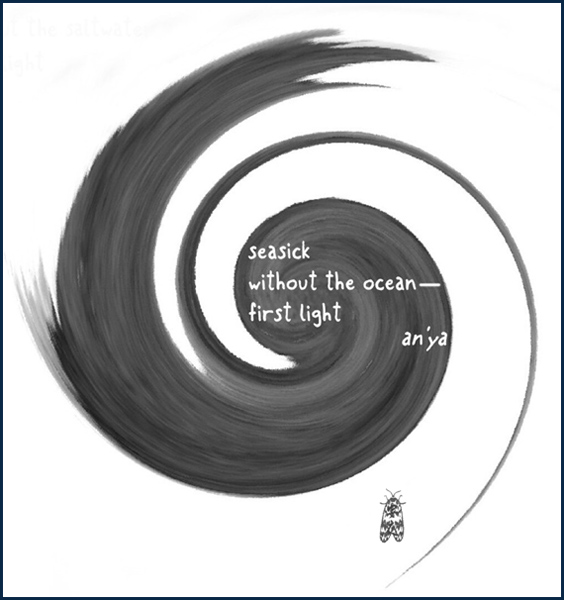'seasick / without the ocean— / first light' by an'ya