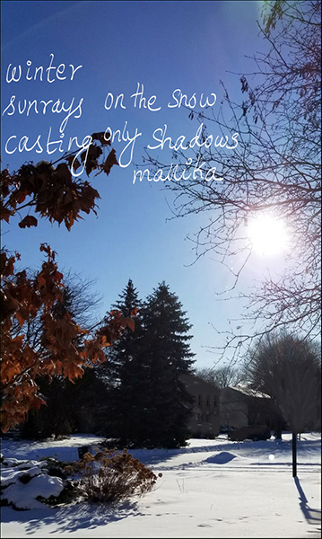 'winter / sunrays on the snow / casting only shadows' by Mallika Chari