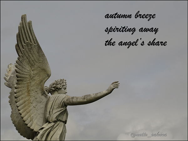 'autumn breeze / spiriting away / the angel's share' by David Kelly