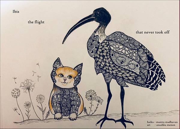 'ibis / the flight / that never took off' by Mamta Madhavan. Art by Anushka Menon