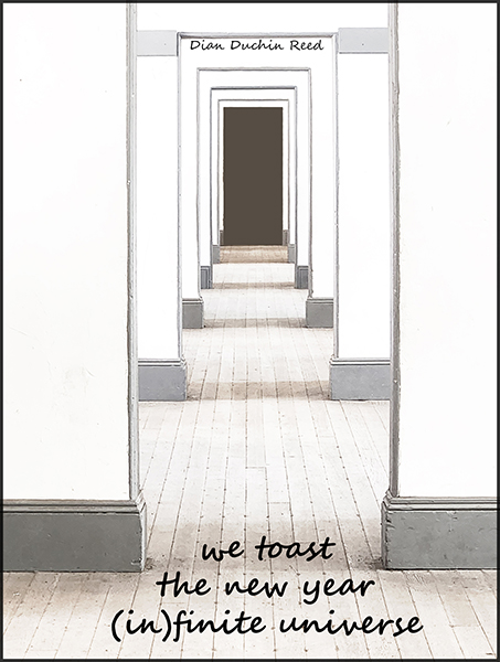 'we toast / the new year / (in)finite universe' by Dian Reed