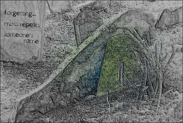 'forgetting... / moss repeats / someone's name' by Dorota Pyra.