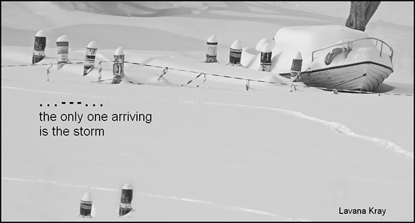 '... / the only one arriving / is the storm' by Lavana Kray