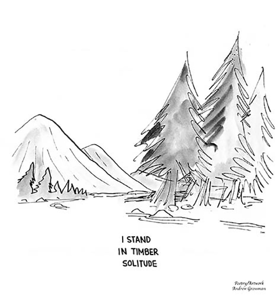 'i stand / in timber / solitude' by Andrew Grossman