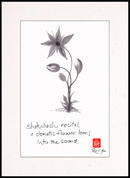 'shakuhachi recital / a clematis flower leans / into the sound' by Ron Moss