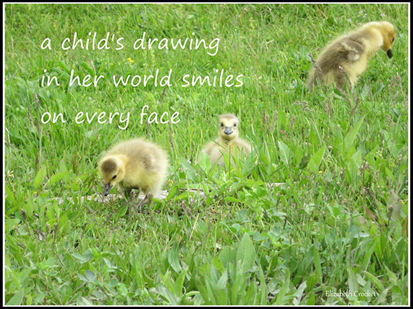 'a child's drawing / in her world smiles / on every face' by Elizabeth Crocket